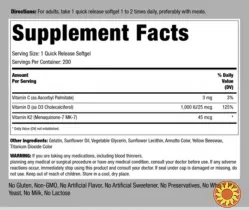 Вітаміни D3 25 мкг, 1000 МО і K2 45 мкг, 200 капсул США.