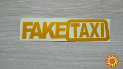 Наклейка FakeTaxi жёлтая светоотражающая на авто-мото