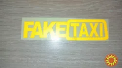 Наклейка FakeTaxi жёлтая светоотражающая на авто-мото