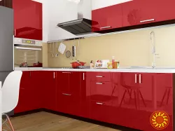 Червона кутова кухня з пеналом Color-MIX VIP-Master 3000x2140x1200