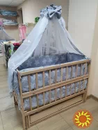 Полный набор для сна! Новый! Кровать маятник, матрас кокос, постель с защитой и балдахином