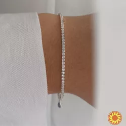 Жіночий срібний браслет з кубічним цирконієм покритий родієм