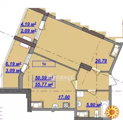 Однокімнатна квартира в новому житловому комплексі на березі моря