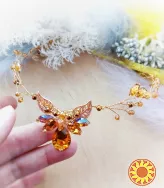 Эльфийская ветвь золотистый янтарный налобное украшение веночек ободок диадема