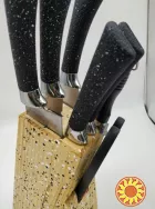 Описание Набор ножей Rainberg RB-8806 на 8 предметов с ножницами + подставка Черный Набор ножей с подставкой – полезный предмет для вашей кухни. Он вк