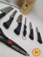 Описание Набор ножей Rainberg RB-8806 на 8 предметов с ножницами + подставка Черный Набор ножей с подставкой – полезный предмет для вашей кухни. Он вк