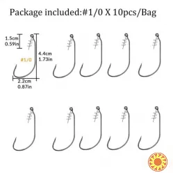 Крючки офсетные 10 шт на судака, щуку