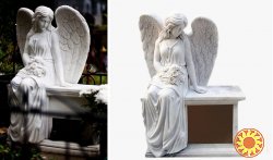 Скорбящий ангел на могилу монумент на кладбище под заказ.