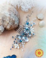 Подводный мир - набор авторских украшений серьги и гребень заколка, море ракушка кораллы