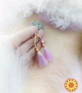 Літні мрії набір прикраси рожевий білий золотистий бузковий намисто чокер сережки