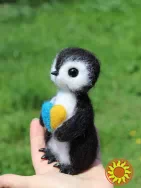 Пингвін птица игрушка хендмєйд валяная из шерсти интерьерная сухое валяние коллекционная подарок сувенир хендмэйд авторская работа ручная работа