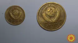 Монета 1 копейка 1948 года , 3 копейки 1949 года