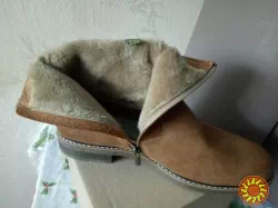 Коричневые кожаные зимние ботинки