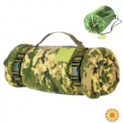 Тактический флисовый плед 150х180см – одеяло для военных с чехлом. Цвет: пиксель