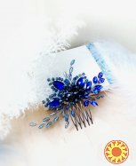 Тайны сапфира хрустальный гребень заколка синий елктрик невесте свадебный