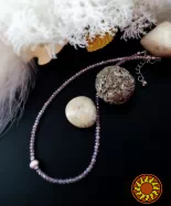 Кольє чокер намисто рожевий кришталь намистини натуральна перлина камінь гематит