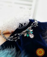 Эльфийская ветвь изумрудный серебристый пышная налобное украшение  веночек ободок диадема косплей принцесса эльфов