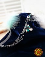 Эльфийская ветвь изумрудный серебристый пышная налобное украшение  веночек ободок диадема косплей принцесса эльфов