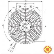 Вентилятор авто кондиционера конденсатора 10 дюймов 12v (Kormas) (1300m/h) тянущий