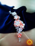 Белый персиковый веточка  браслет цветочный для девочки