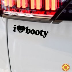 Наклейка на авто I Love Booty-Я люблю добычу Чёрная