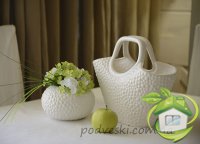 Керамическая ваза-корзинка черная/белая