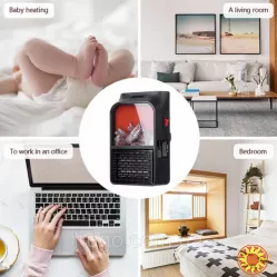Портативний обігрівач з LCD екраном 900Вт, Flame Heater / Електрообігрівач міні камін.