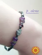 Браслет рука Фатіми Хамса аметист гематит кришталь фіолетовий чорний графітовий подарунок натуральні оберіг енергетчний захист
