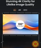 JMGO 100 J0A-7P2, портативний проекційний екран 100", 16:9, 4K HDR, зі стійкою