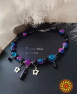 Галактика чокер намисто кольє лава гематит синій малиновий зірки підвіски ланцюг подарунок на шию прикраси