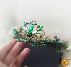 Хюррем діадема салатовий смарагдовий бронза івент фотосесія тематичні сцена казкові балет на чоло корона