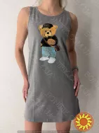 Нічна сіра сорочка на широкій бретелі з малюнком "Launge Luxe" (арт. LDK 110/29/03)