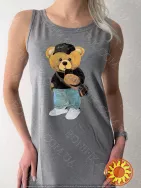 Нічна сіра сорочка на широкій бретелі з малюнком "Launge Luxe" (арт. LDK 110/29/03)